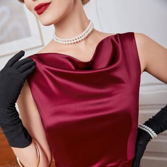 Women's Vintage Sleeveless Bodycon Crew Neck Ball Gowns and Evening Party Size S - Picture 3 of 4